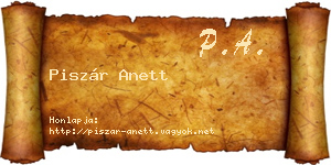 Piszár Anett névjegykártya